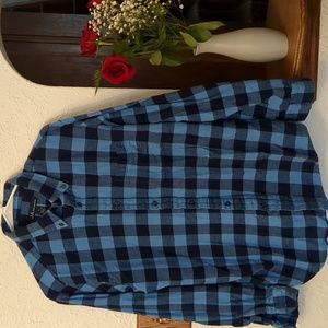 JA John Ashford, Men's L, black blue flannel shirt